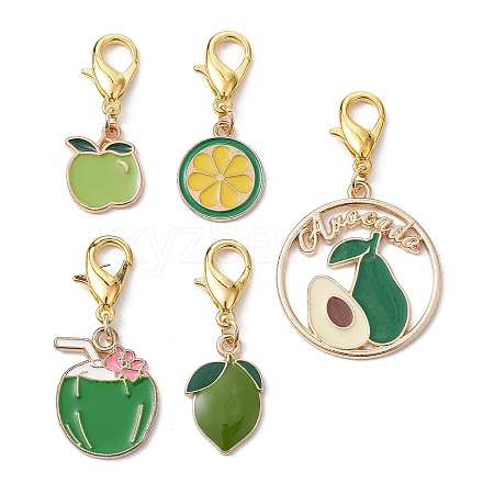 Fruits Alloy Enamel Pendant Decorations HJEW-JM01495-1