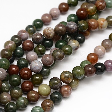 Natural Indian Agate Round Beads Strands X-G-F243-01-10mm-1