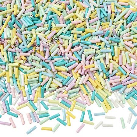 50G Baking Paint Glass Twisted Bugle Beads GLAA-SZ0002-06-1