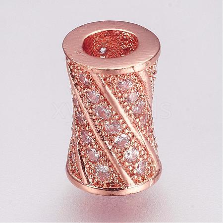 Brass Micro Pave Cubic Zirconia Beads ZIRC-G087-19RG-1