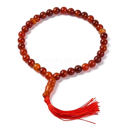 Natural Carnelian Bracelet Beads Stretch Bracelets BJEW-I319-01K-1