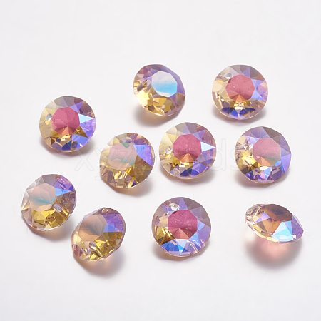 Faceted Glass Rhinestone Charms RGLA-F051-8mm-223PS-1