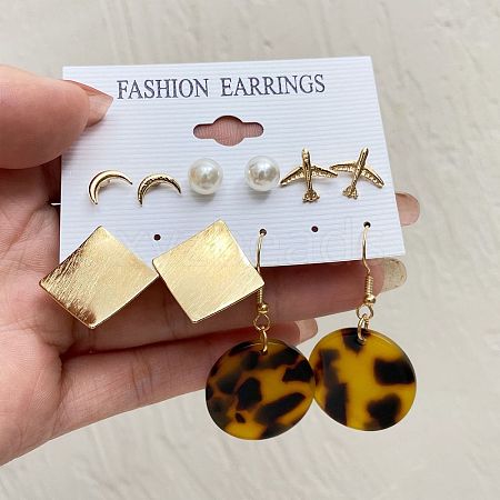 Alloy & Plastic Pearl & Acrylic Earring Sets WG01624-03-1