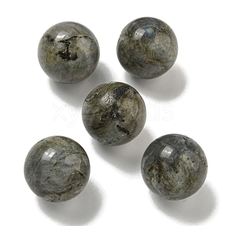 Natural Labradorite Round Ball Figurines Statues for Home Office Desktop Decoration G-P532-02A-33-1