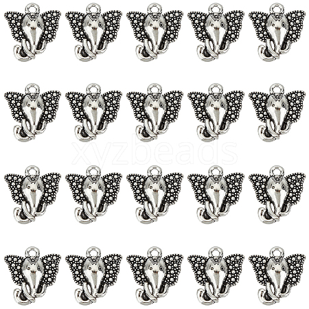 160Pcs Tibetan Style Zinc Alloy Elephant Head Charms FIND-SC0007-97-1
