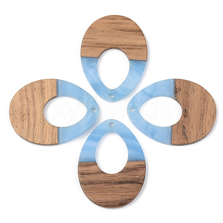 Opaque Resin & Walnut Wood Pendants RESI-S389-014A-C01-1