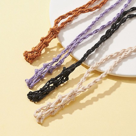 4Pcs 4 Colors Braided Wax Cord Macrame Pouch Necklace Making NJEW-FS0001-07-1