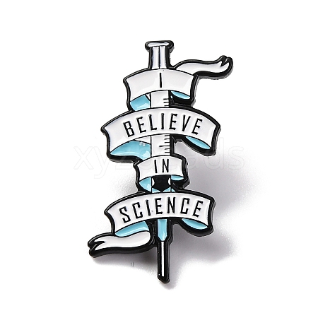 Medical Theme I Believe In Science Syringe Shaped Alloy Enamel Pin Brooch for Clothes Backpack JEWB-Q003-02C-1