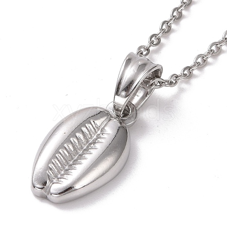 Non-Tarnish 304 Stainless Steel Coffee Bean Pendant Necklace for Women STAS-E154-25P-1