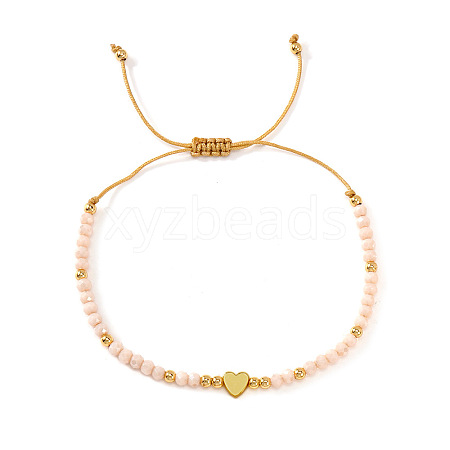 Adjustable Brass & Glass Braided Bead Bracelets for Women WG4426-1-1