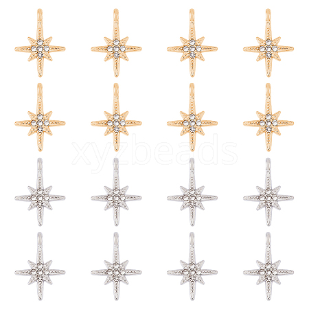 60Pcs 2 Colors Alloy Rhinestone Pendants ALRI-DC0001-10-1
