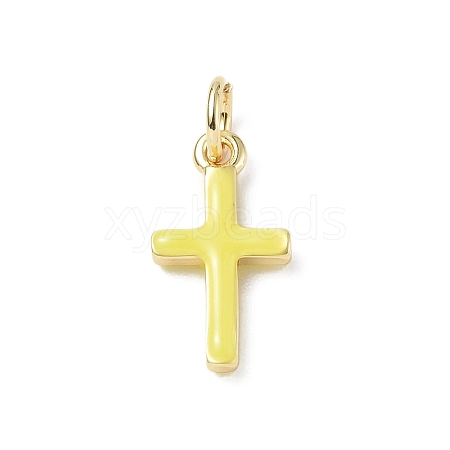 Real 18K Gold Plated Eco-Friendly Rack Plating Brass Enamel Pendants KK-F845-40G-06-1