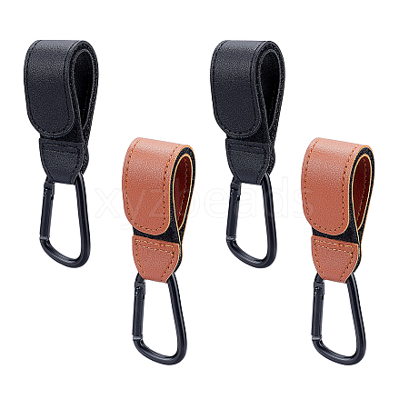 AHADEMAKER 4 Sets 2 Colors PU Leather Stroller Hooks AJEW-GA0004-29-1