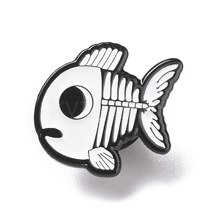 Fish Skeleton Enamel Pin JEWB-H006-37EB-1