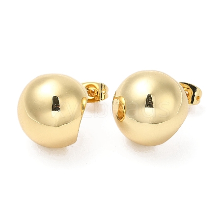 Rack Plating Brass Round Ball Stud Earrings X-EJEW-D064-05G-1