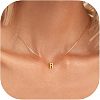 304 Stainless Steel Initial Pendant with Brass Box Chain Necklaces for Women FS-WG8229D-18-1