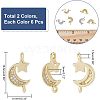 HOBBIESAY 12Pcs 2 Colors Brass Micro Pave Clear Cubic Zirconia Connector Charms FIND-HY0001-21-2