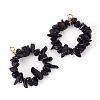 2Pcs Natural Obsidian Chip Beaded Pendants PALLOY-TAC0232-05-2