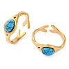 Oval Synthetic Turquoise Finger Rings RJEW-H239-01G-1