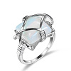 Brass & Opalite Finger Rings FS-WG78CCB-04-5