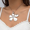 5-Petal Flower Alloy Pendant Cable Chain Necklaces for Women NJEW-Q343-03P-1