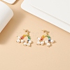 Natural Pearl & Glass Beaded Rainbow & Cloud Dangle Stud Earrings EJEW-TA00151-3