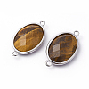 Platinum Tone Brass Tiger Eye Links connectors G-F339-B05-2