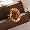 Oval Natural Red Jasper Finger Rings RJEW-M063-01G-08-1