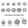 SUNNYCLUE 100Pcs 10 Styles Tibetan Style Alloy Bead Caps PALLOY-SC0003-33AS-2