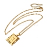 201 Stainless Steel Cable Chain Rectangle with Letter Pendant Necklaces NJEW-M070-01G-N-2