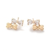 Brass Clear Cubic Zirconia Stud Earrings Finding for Women KK-A244-15G-1