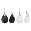 ANATTASOUL 2 Pairs 2 Style Natural Quartz Crystal & Black Agate Teardrop Dangle Earrings with Brass Pins for Women EJEW-AN0004-41-1