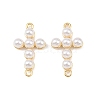 Cross Brass Connector Charms KK-P339-16G-1