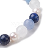 Natural White Jade & Lapis Lazuli & Pearl Round Beaded Stretch Bracelets for Women BJEW-JB11041-02-4