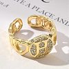 Brass Micro Pave Clear Cubic Zirconia Open Cuff Rings for Women RJEW-K289-02G-H-3