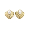 316 Surgical Stainless Steel & CCB Imitation Pearl Stud Earrings for Women STAS-B063-03G-02-1