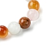 Natural Carnelian & Rose Quartz & Carnelian & Rainbow Moonstone Round Beaded Stretch Bracelets BJEW-JB10910-02-4