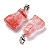 Cherry Quartz Glass Pendants G-B127-07P-11-2