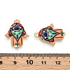 Printed Light Gold Tone Alloy Pendants ENAM-N056-206A-3