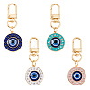 DICOSMETIC 4Pcs 4 Colors Round Evil Eye Rhinestone Enamel Pendant Decorations HJEW-DC0001-08-1