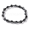 Round & Faceted Bicone Drum Synthetic Non-magnetic Hematite Beaded Stretch Bracelets for Women BJEW-Q345-02-1