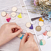 BENECREAT 24Pcs 8 Colors Flat Round Wood & Tassel Dangle Wine Glass Charms AJEW-BC0003-13-3