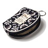 Flower Print Cotton Cloth Wallets with Alloy Zipper AJEW-B024-06-3