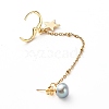 Natural Pearl Brass Crawler Ear Studs Chains EJEW-JE04566-04-3
