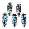 Assembled Bronzite and Synthetic Aqua Terra Jasper Pendants G-R481-11A-1