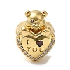 Heart Rack Plating Brass Micro Pave Cubic Zirconia European Beads KK-G511-02C-G-1