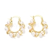 Twist Brass & ABS Plastic Pearl Hoop Earrings EJEW-P336-05G-4