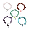 Gemstone Chip & Shell Pearl Beaded Stretch Bracelets BJEW-JB10914-1