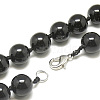 Natural Dyed & Heated Black Agate Beaded Necklaces NJEW-S404-02-2