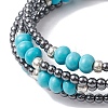 Non-magnetic Synthetic Hematite Bead & Synthetic Turquoise Bangle Making BJEW-JB10990-3